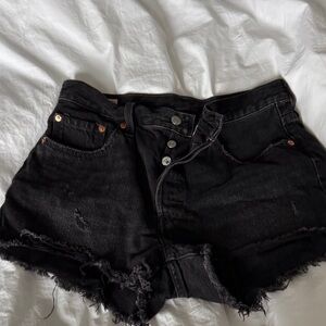 Levi’s Black Distressed Denim Shorts